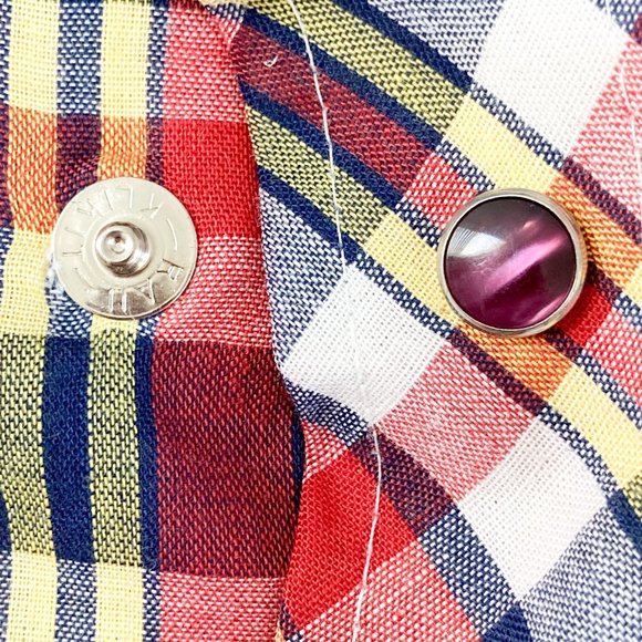 1980's Wrangler Snap Button Plaid Cotton Long Sleeve Shirt, Women's M - Picture 5 of 13